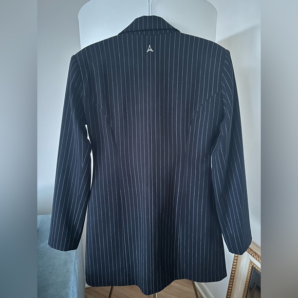 Maniere De Voir Pinstripe Blazer Dress with Reversible Corset. - Picture 3 of 9